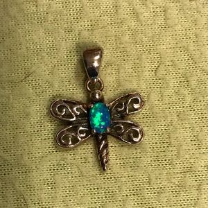 Sterling Silver Blue Opal Dragonfly Pendant